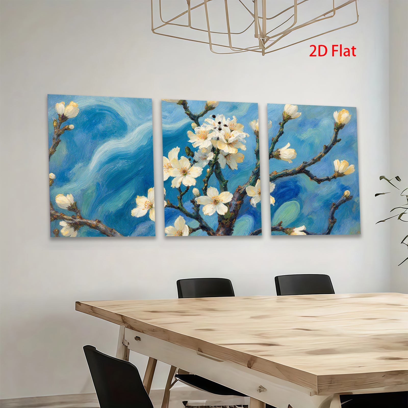 2D flat 1pc Blooming Branch Delicate Floral Wall Art Canvas Prints for Living Room Bedroom Home Decor Farmhouse Style Gallery Wrapped Ready to Hang