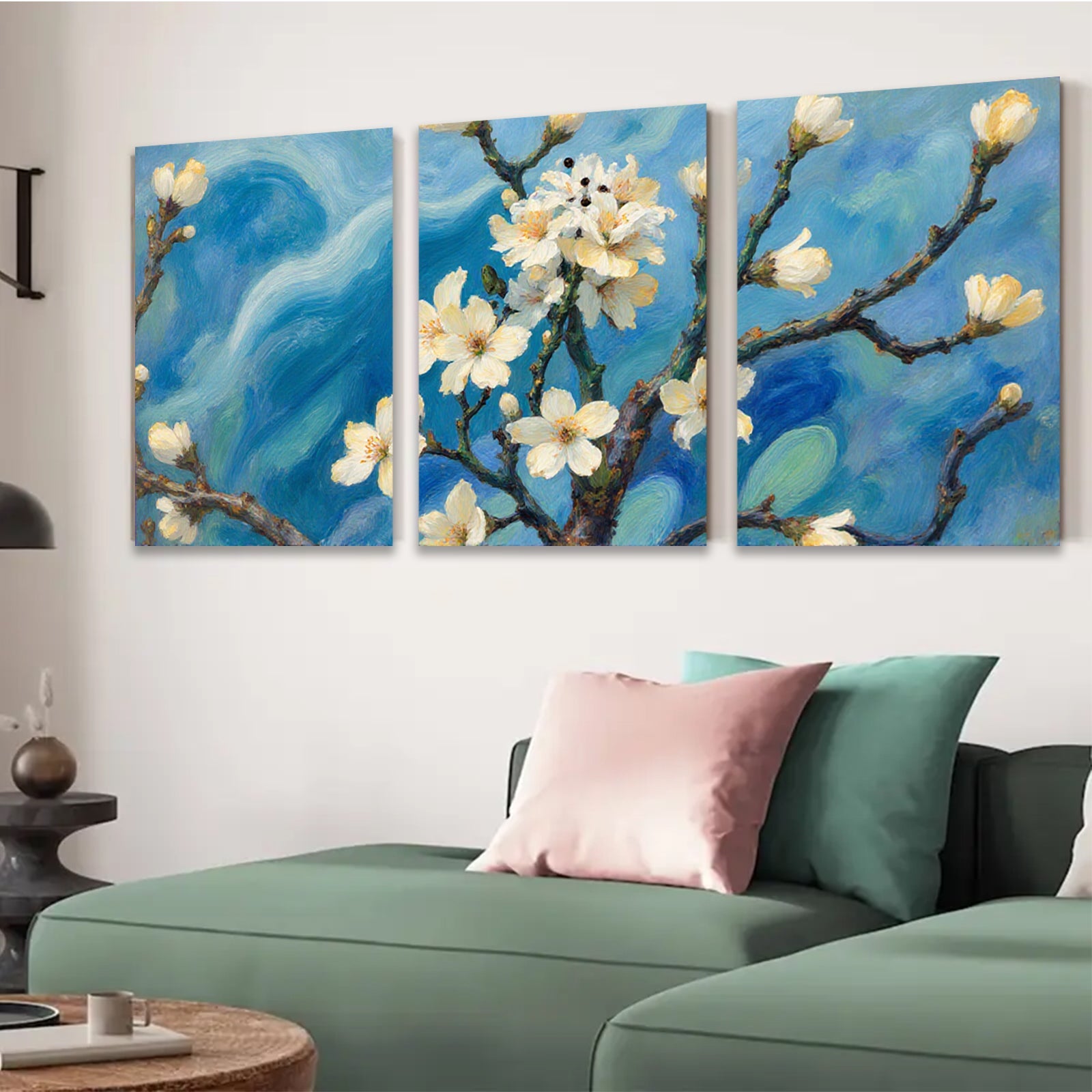 2D flat 1pc Blooming Branch Delicate Floral Wall Art Canvas Prints for Living Room Bedroom Home Decor Farmhouse Style Gallery Wrapped Ready to Hang
