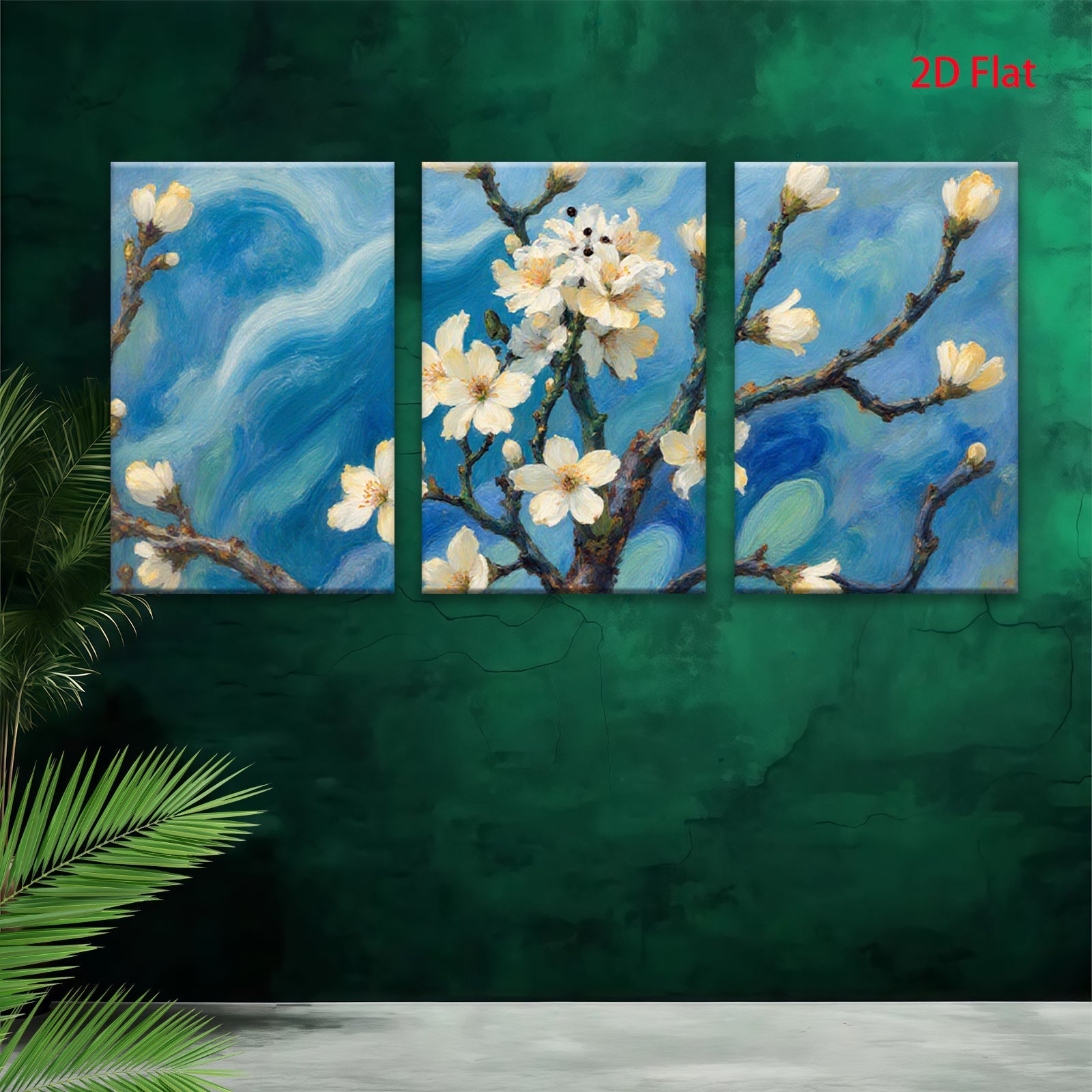 2D flat 1pc Blooming Branch Delicate Floral Wall Art Canvas Prints for Living Room Bedroom Home Decor Farmhouse Style Gallery Wrapped Ready to Hang