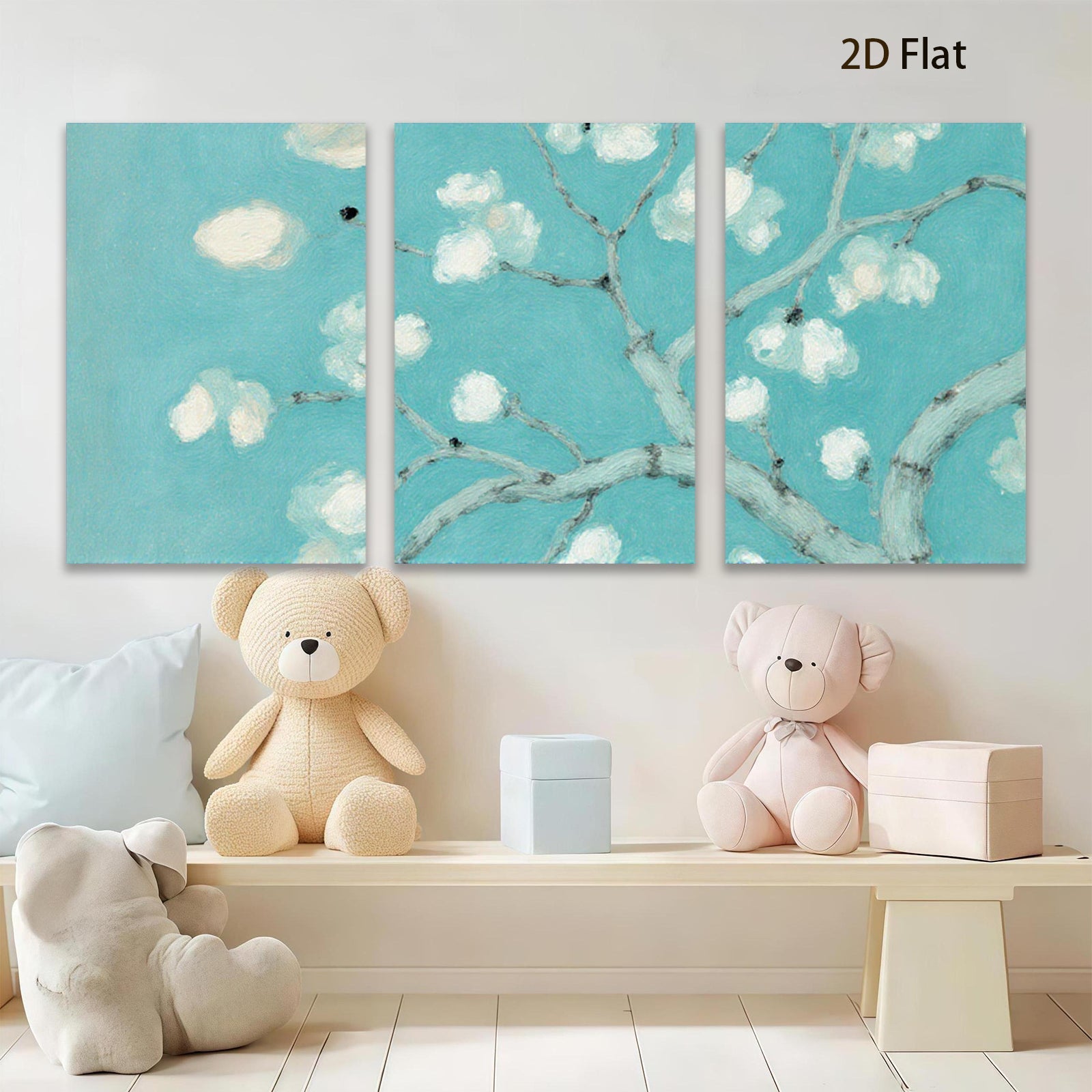 2D flat 1pc Blooming Branch Wall Art Canvas Painting for Living Room Bedroom Home Decor Botanical Floral Modern Farmhouse Style Cozy Textured Gallery Wrapped Ready to Hang