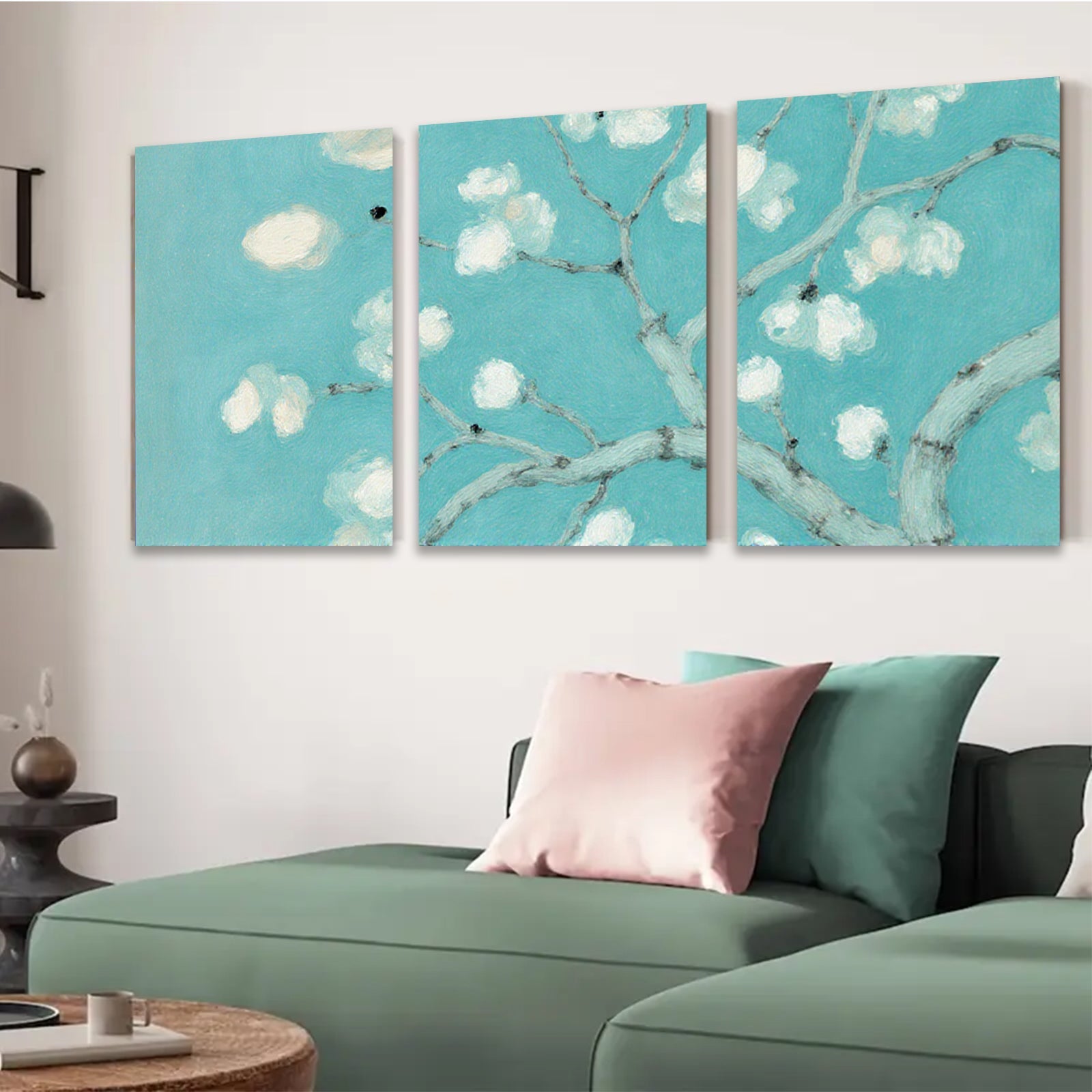 2D flat 1pc Blooming Branch Wall Art Canvas Painting for Living Room Bedroom Home Decor Botanical Floral Modern Farmhouse Style Cozy Textured Gallery Wrapped Ready to Hang