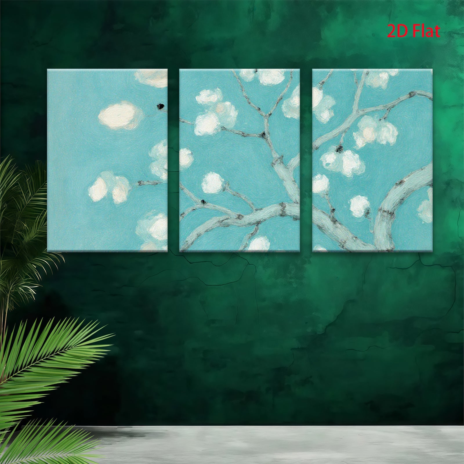 2D flat 1pc Blooming Branch Wall Art Canvas Painting for Living Room Bedroom Home Decor Botanical Floral Modern Farmhouse Style Cozy Textured Gallery Wrapped Ready to Hang
