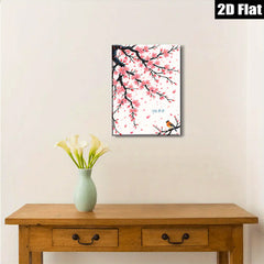 2D flat 1pc Blooming Cherry Blossom with Songbird Wall Art for Living Room Bedroom Home Decor Modern Farmhouse Style Canvas Prints Floral Artwork