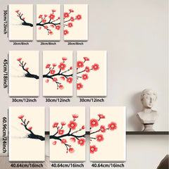 2D flat 1pc Blooming Cherry Branch Wall Art Canvas Print Modern Farmhouse Decor Living Room Bedroom Office Gallery Wrapped Timeless Floral Artwork Ready To Hang Cozy Chic