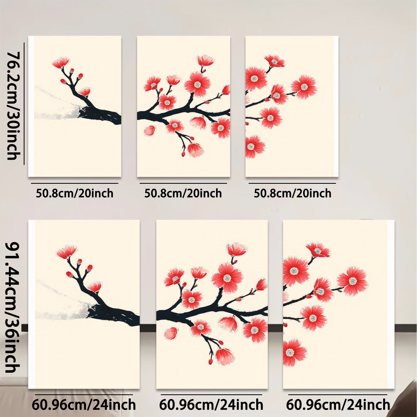 2D flat 1pc Blooming Cherry Branch Wall Art Canvas Print Modern Farmhouse Decor Living Room Bedroom Office Gallery Wrapped Timeless Floral Artwork Ready To Hang Cozy Chic