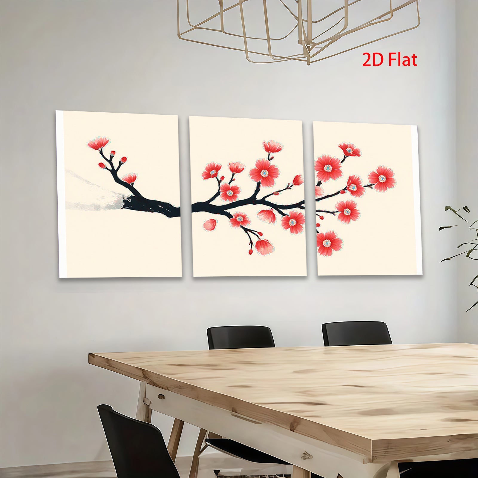 2D flat 1pc Blooming Cherry Branch Wall Art Canvas Print Modern Farmhouse Decor Living Room Bedroom Office Gallery Wrapped Timeless Floral Artwork Ready To Hang Cozy Chic