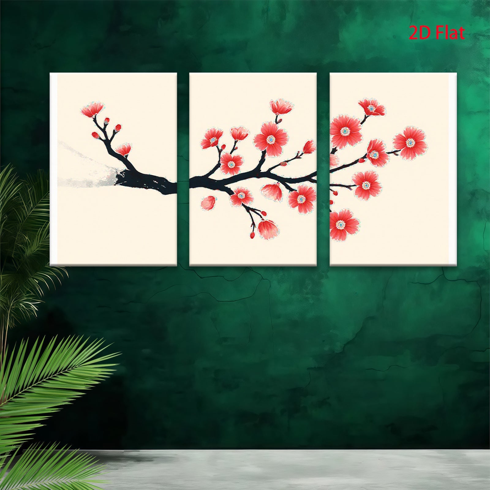 2D flat 1pc Blooming Cherry Branch Wall Art Canvas Print Modern Farmhouse Decor Living Room Bedroom Office Gallery Wrapped Timeless Floral Artwork Ready To Hang Cozy Chic
