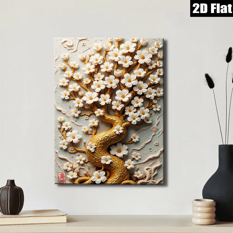 2D flat 1pc Blooming Cherry Tree Wall Art Decor for Living Room Bedroom Home Office Gallery Wrapped Canvas Prints Modern Farmhouse Style Botanical Floral Artwork Cozy Aesthetic