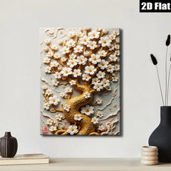 2D flat 1pc Blooming Cherry Tree Wall Art Decor for Living Room Bedroom Home Office Gallery Wrapped Canvas Prints Modern Farmhouse Style Botanical Floral Artwork Cozy Aesthetic