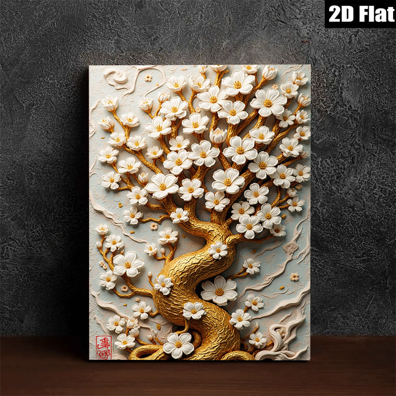2D flat 1pc Blooming Cherry Tree Wall Art Decor for Living Room Bedroom Home Office Gallery Wrapped Canvas Prints Modern Farmhouse Style Botanical Floral Artwork Cozy Aesthetic