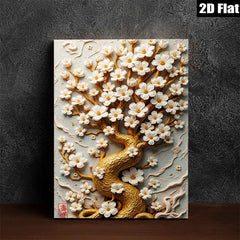 2D flat 1pc Blooming Cherry Tree Wall Art Decor for Living Room Bedroom Home Office Gallery Wrapped Canvas Prints Modern Farmhouse Style Botanical Floral Artwork Cozy Aesthetic