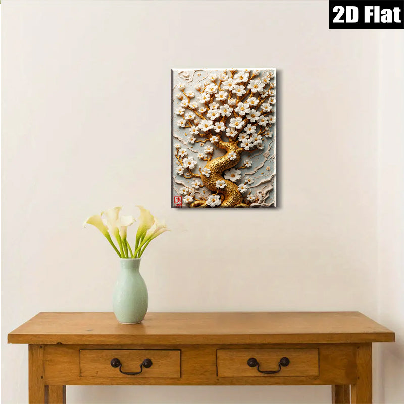 2D flat 1pc Blooming Cherry Tree Wall Art Decor for Living Room Bedroom Home Office Gallery Wrapped Canvas Prints Modern Farmhouse Style Botanical Floral Artwork Cozy Aesthetic