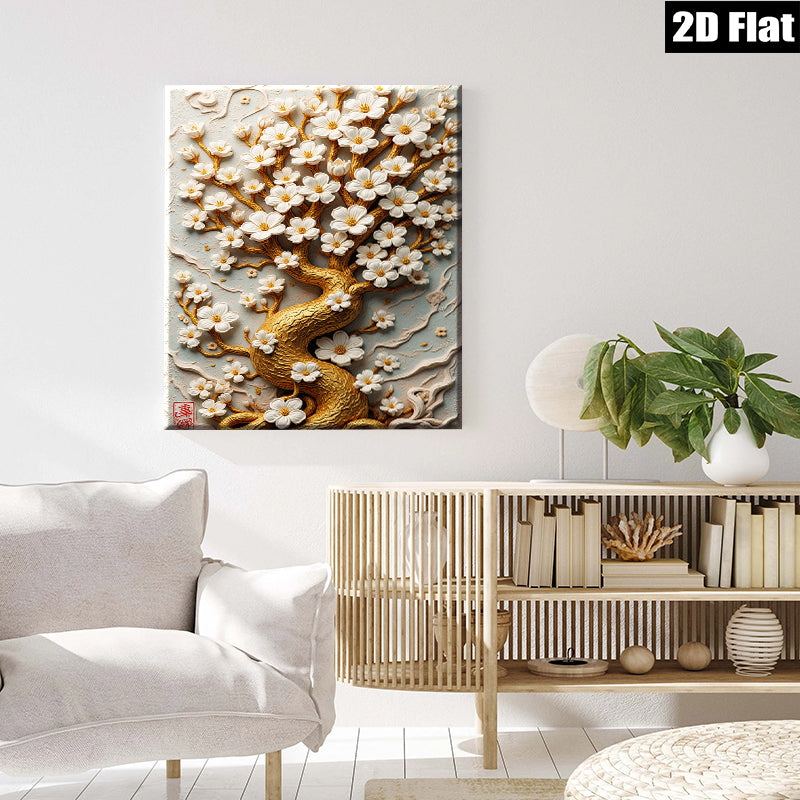 2D flat 1pc Blooming Cherry Tree Wall Art Decor for Living Room Bedroom Home Office Gallery Wrapped Canvas Prints Modern Farmhouse Style Botanical Floral Artwork Cozy Aesthetic