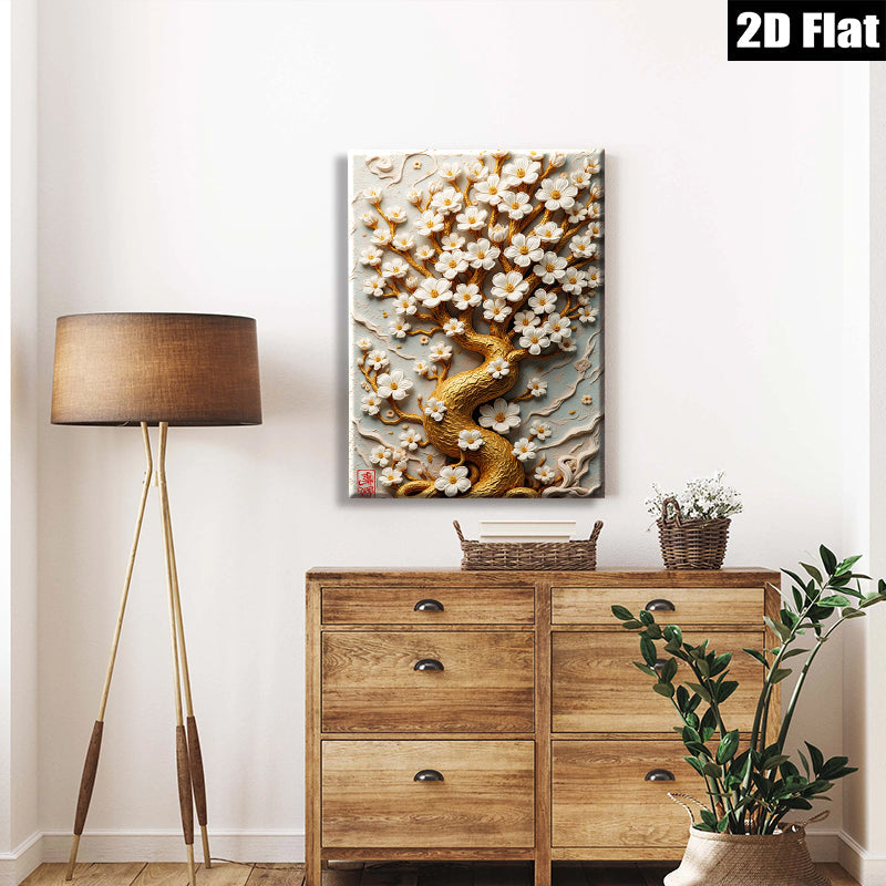 2D flat 1pc Blooming Cherry Tree Wall Art Decor for Living Room Bedroom Home Office Gallery Wrapped Canvas Prints Modern Farmhouse Style Botanical Floral Artwork Cozy Aesthetic