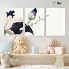 2D flat 1pc Blooming Dark Purple Floral Botanical Study Wall Art Decor Living Room Bedroom Modern Farmhouse Gallery Wrapped Canvas Prints