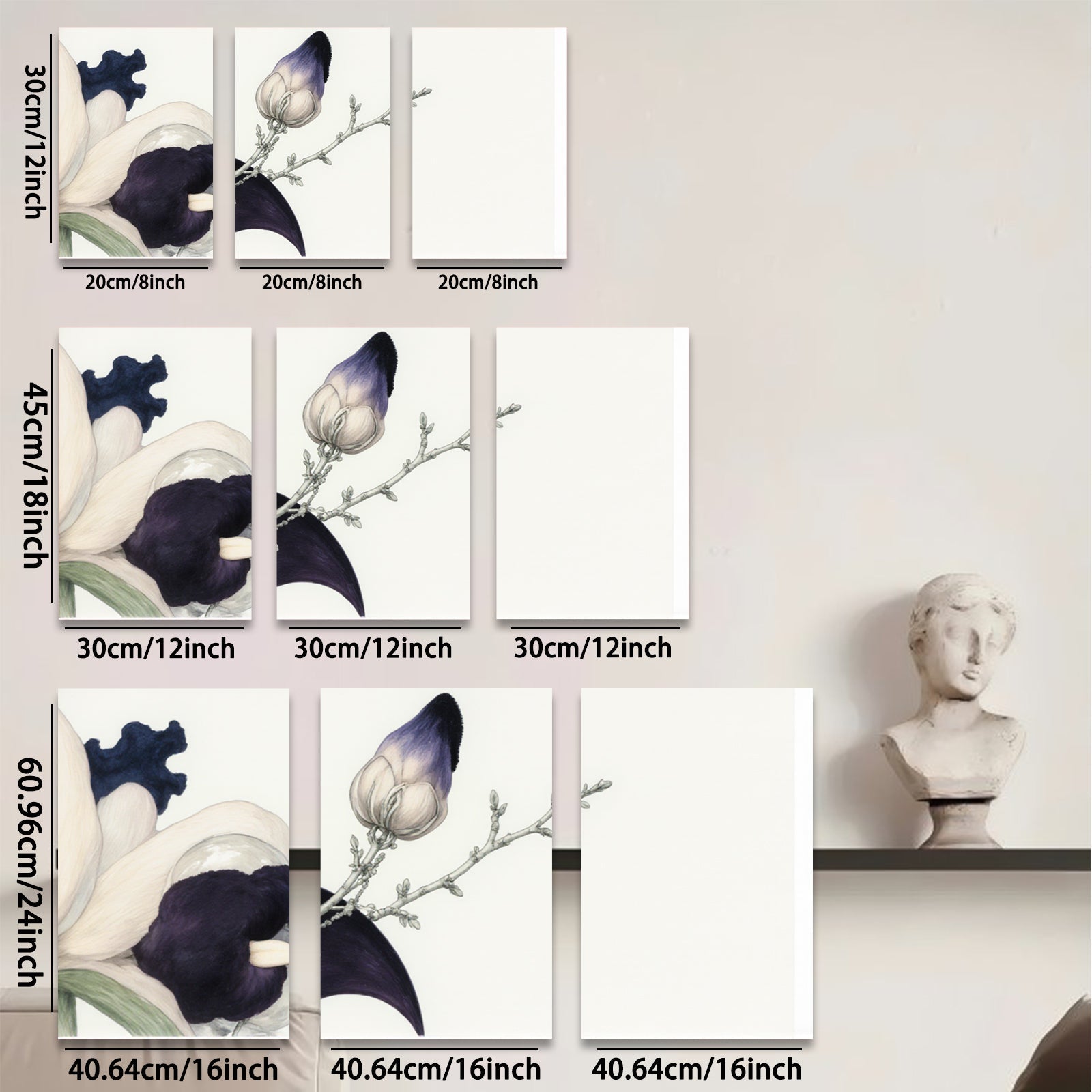 2D flat 1pc Blooming Dark Purple Floral Botanical Study Wall Art Decor Living Room Bedroom Modern Farmhouse Gallery Wrapped Canvas Prints