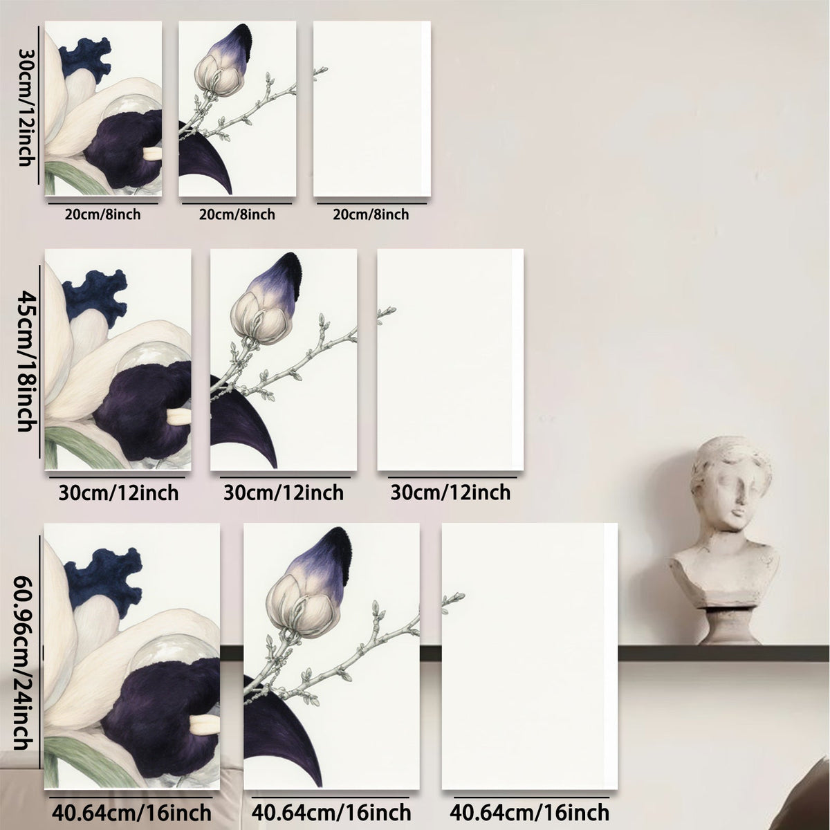 2D flat 1pc Blooming Dark Purple Floral Botanical Study Wall Art Decor Living Room Bedroom Modern Farmhouse Gallery Wrapped Canvas Prints