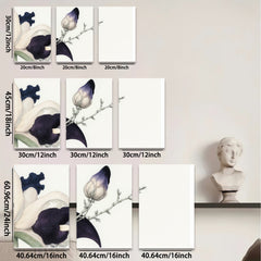 2D flat 1pc Blooming Dark Purple Floral Botanical Study Wall Art Decor Living Room Bedroom Modern Farmhouse Gallery Wrapped Canvas Prints