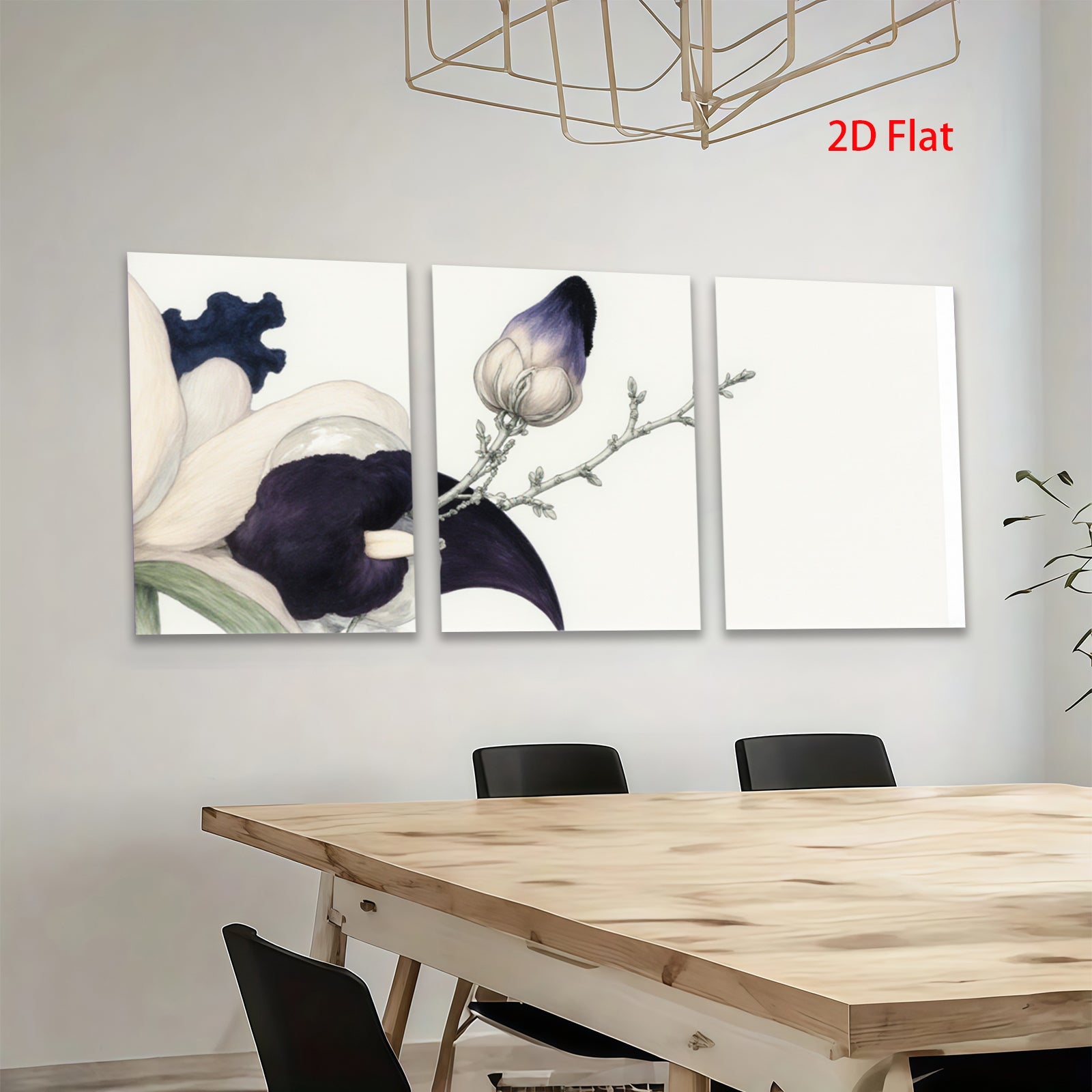 2D flat 1pc Blooming Dark Purple Floral Botanical Study Wall Art Decor Living Room Bedroom Modern Farmhouse Gallery Wrapped Canvas Prints