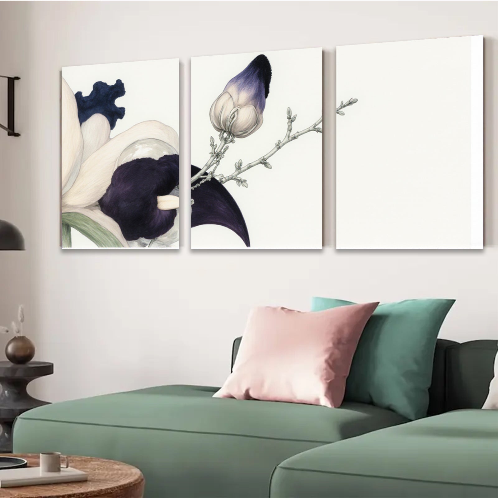 2D flat 1pc Blooming Dark Purple Floral Botanical Study Wall Art Decor Living Room Bedroom Modern Farmhouse Gallery Wrapped Canvas Prints