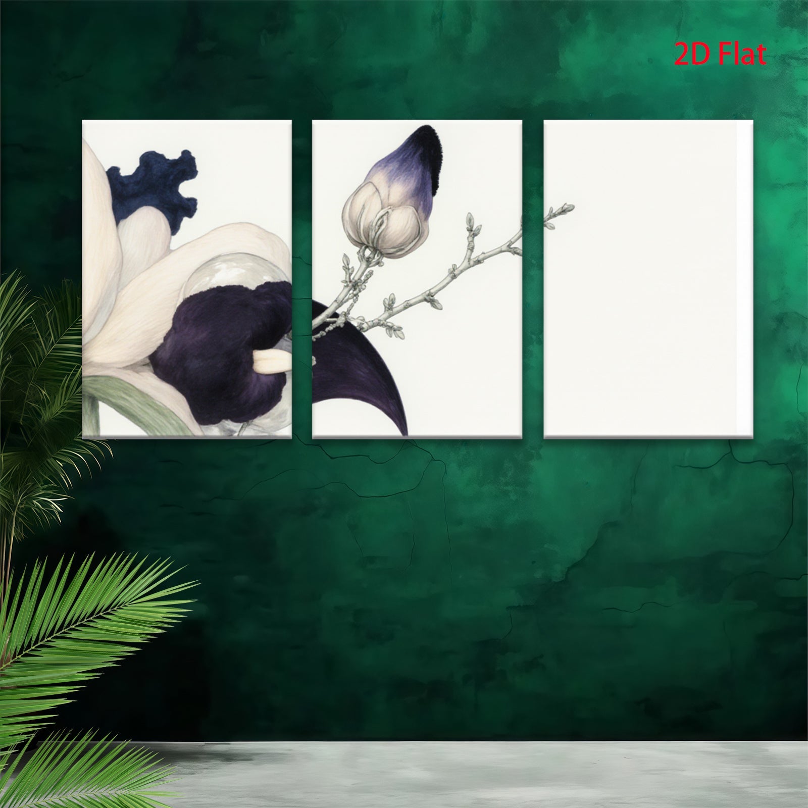 2D flat 1pc Blooming Dark Purple Floral Botanical Study Wall Art Decor Living Room Bedroom Modern Farmhouse Gallery Wrapped Canvas Prints