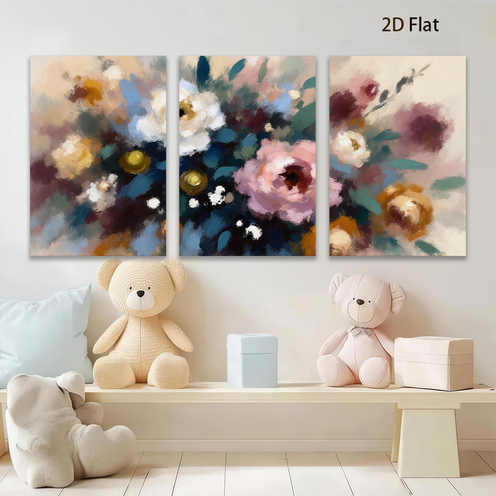 2D flat 1pc Blooming Floral Abstract Canvas Wall Art for Living Room Bedroom Bathroom Home Decor Farmhouse Style Modern Art Prints Ready to Hang