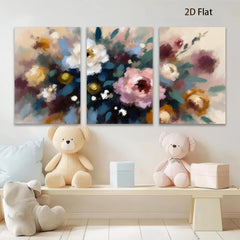 2D flat 1pc Blooming Floral Abstract Canvas Wall Art for Living Room Bedroom Bathroom Home Decor Farmhouse Style Modern Art Prints Ready to Hang