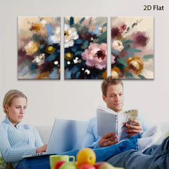 2D flat 1pc Blooming Floral Abstract Canvas Wall Art for Living Room Bedroom Bathroom Home Decor Farmhouse Style Modern Art Prints Ready to Hang