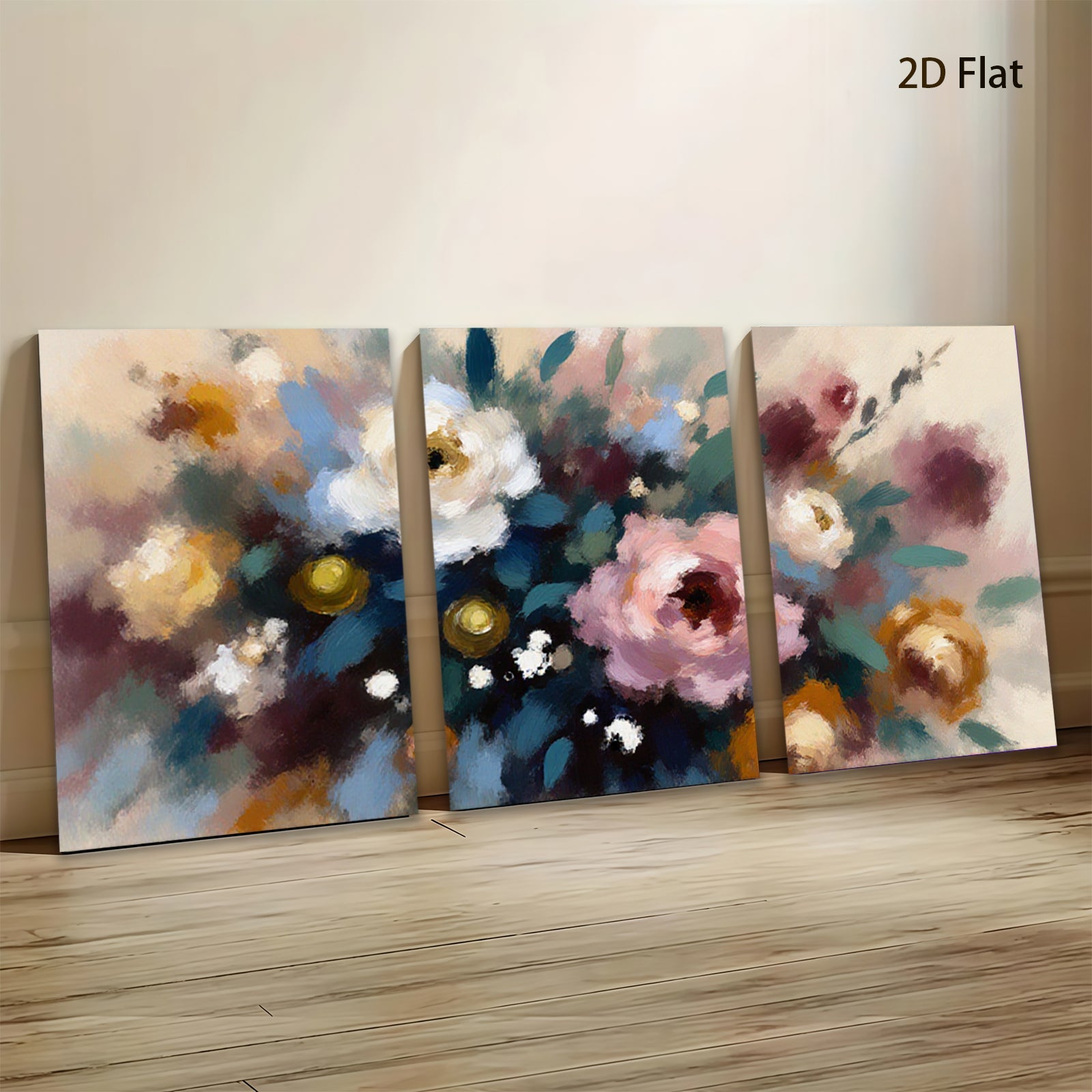 2D flat 1pc Blooming Floral Abstract Canvas Wall Art for Living Room Bedroom Bathroom Home Decor Farmhouse Style Modern Art Prints Ready to Hang