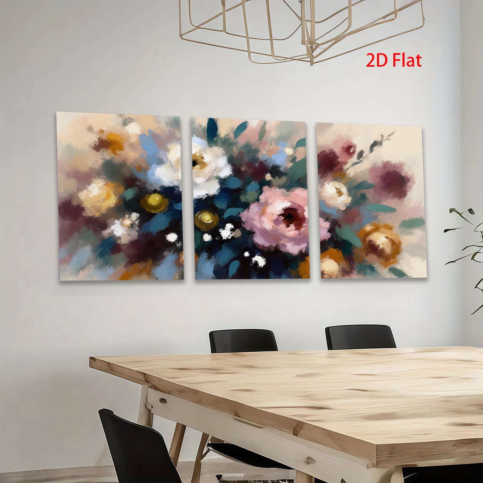 2D flat 1pc Blooming Floral Abstract Canvas Wall Art for Living Room Bedroom Bathroom Home Decor Farmhouse Style Modern Art Prints Ready to Hang