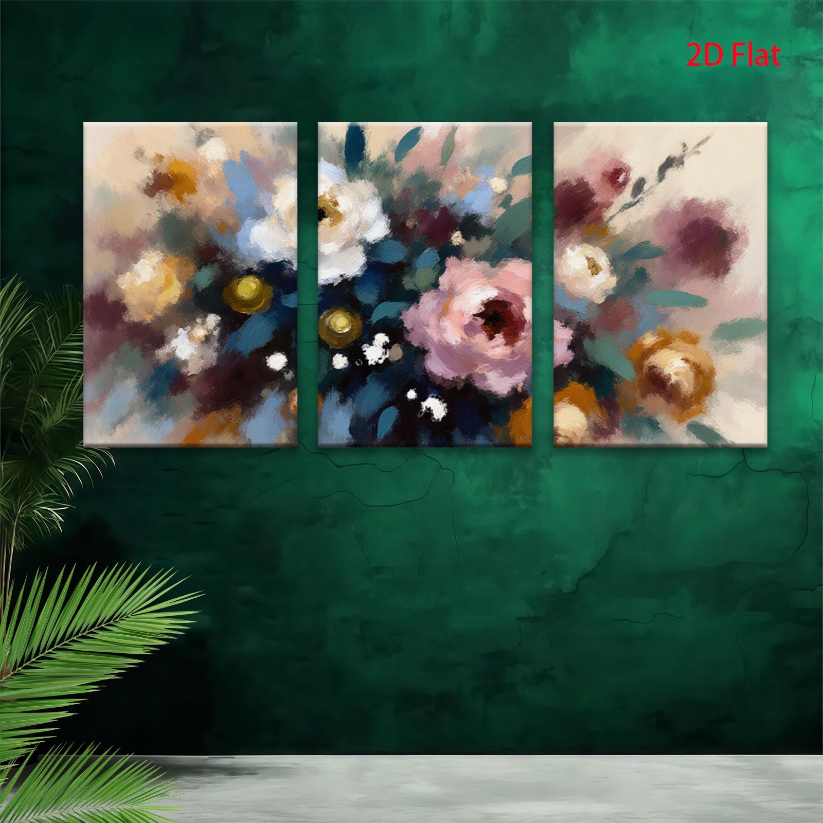2D flat 1pc Blooming Floral Abstract Canvas Wall Art for Living Room Bedroom Bathroom Home Decor Farmhouse Style Modern Art Prints Ready to Hang