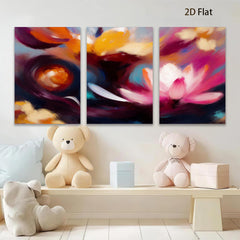 2D flat 1pc Blooming Floral Abstract Canvas Wall Art for Living Room Bedroom Home Decor Modern Farmhouse Style Gallery Wrapped Prints Ready to Hang