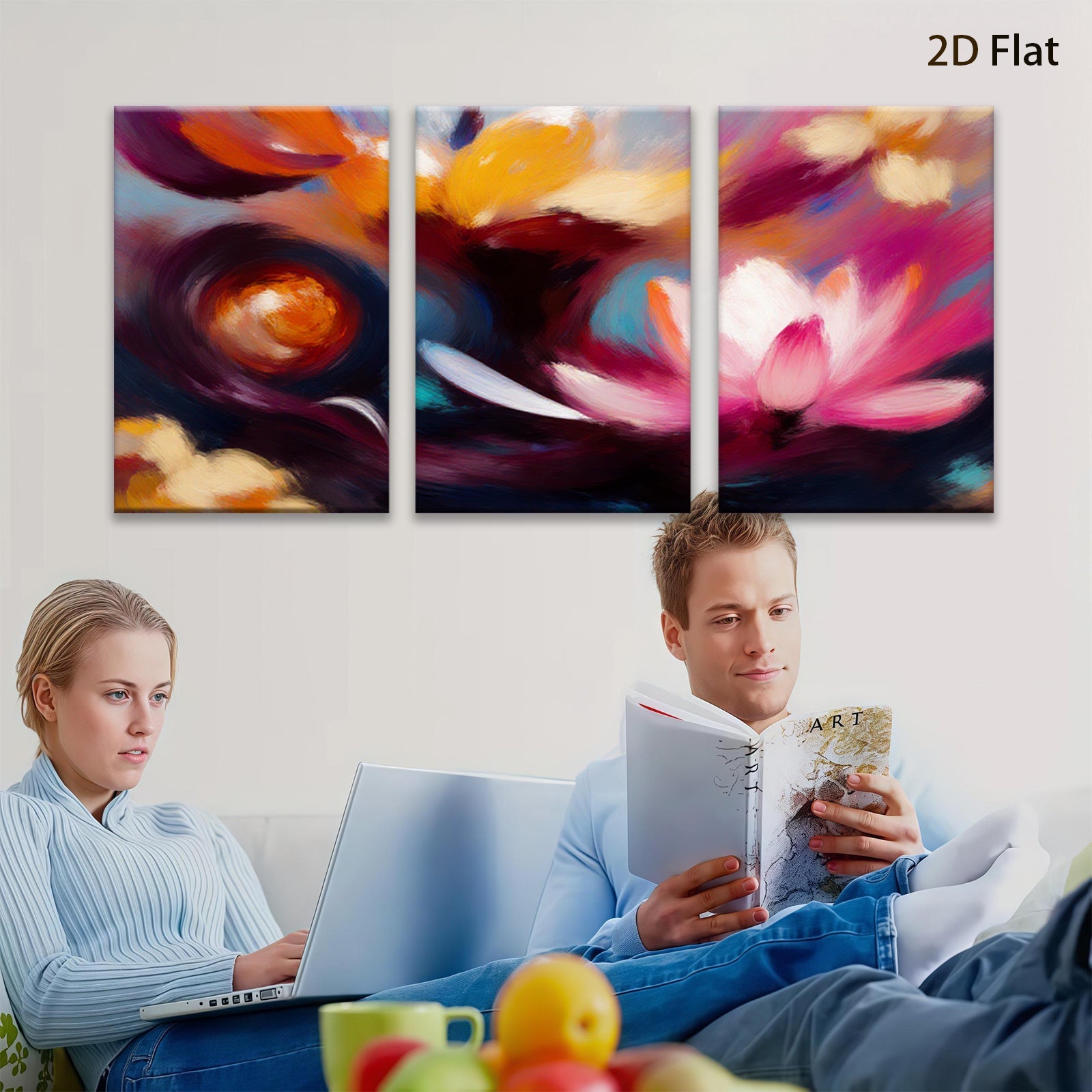 2D flat 1pc Blooming Floral Abstract Canvas Wall Art for Living Room Bedroom Home Decor Modern Farmhouse Style Gallery Wrapped Prints Ready to Hang