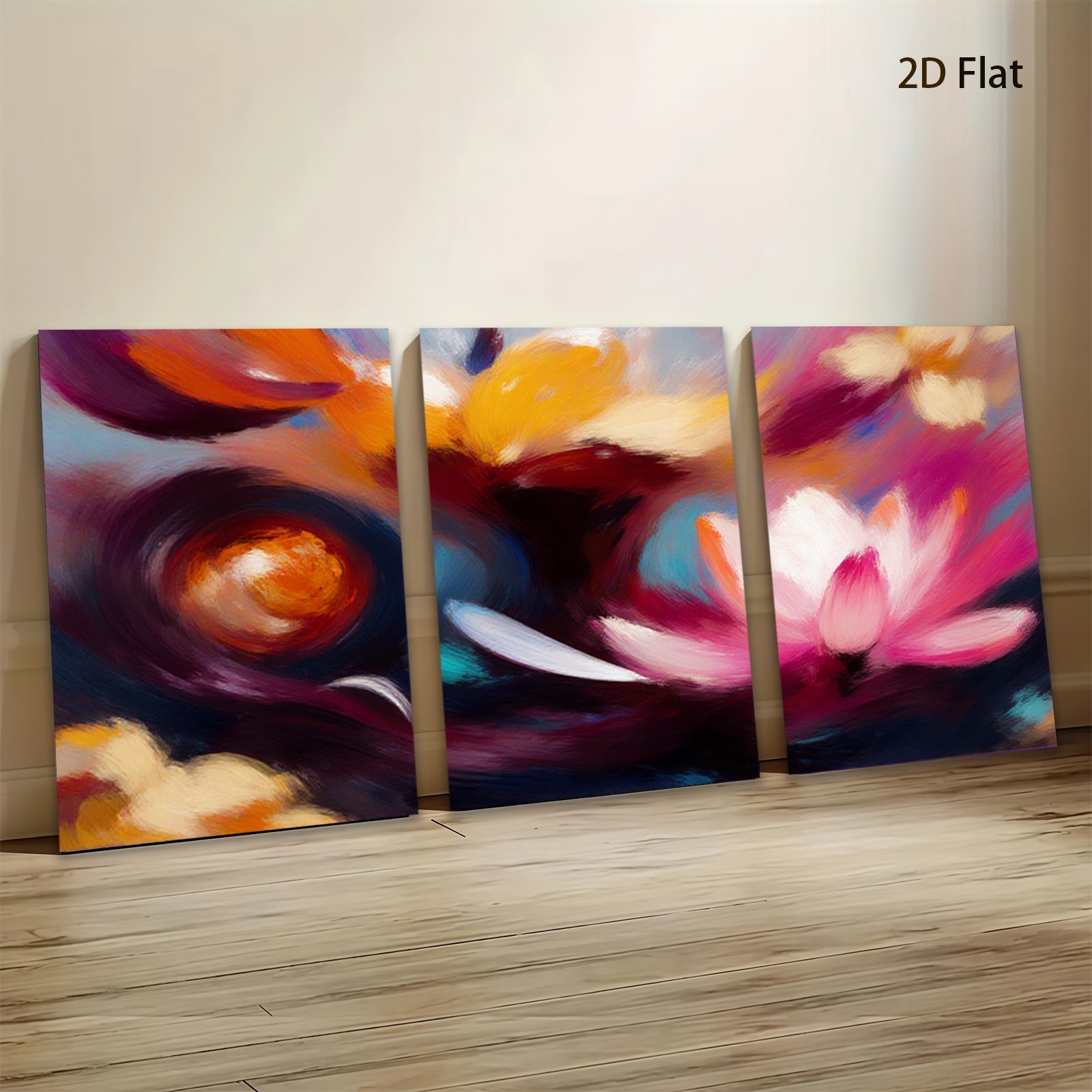 2D flat 1pc Blooming Floral Abstract Canvas Wall Art for Living Room Bedroom Home Decor Modern Farmhouse Style Gallery Wrapped Prints Ready to Hang