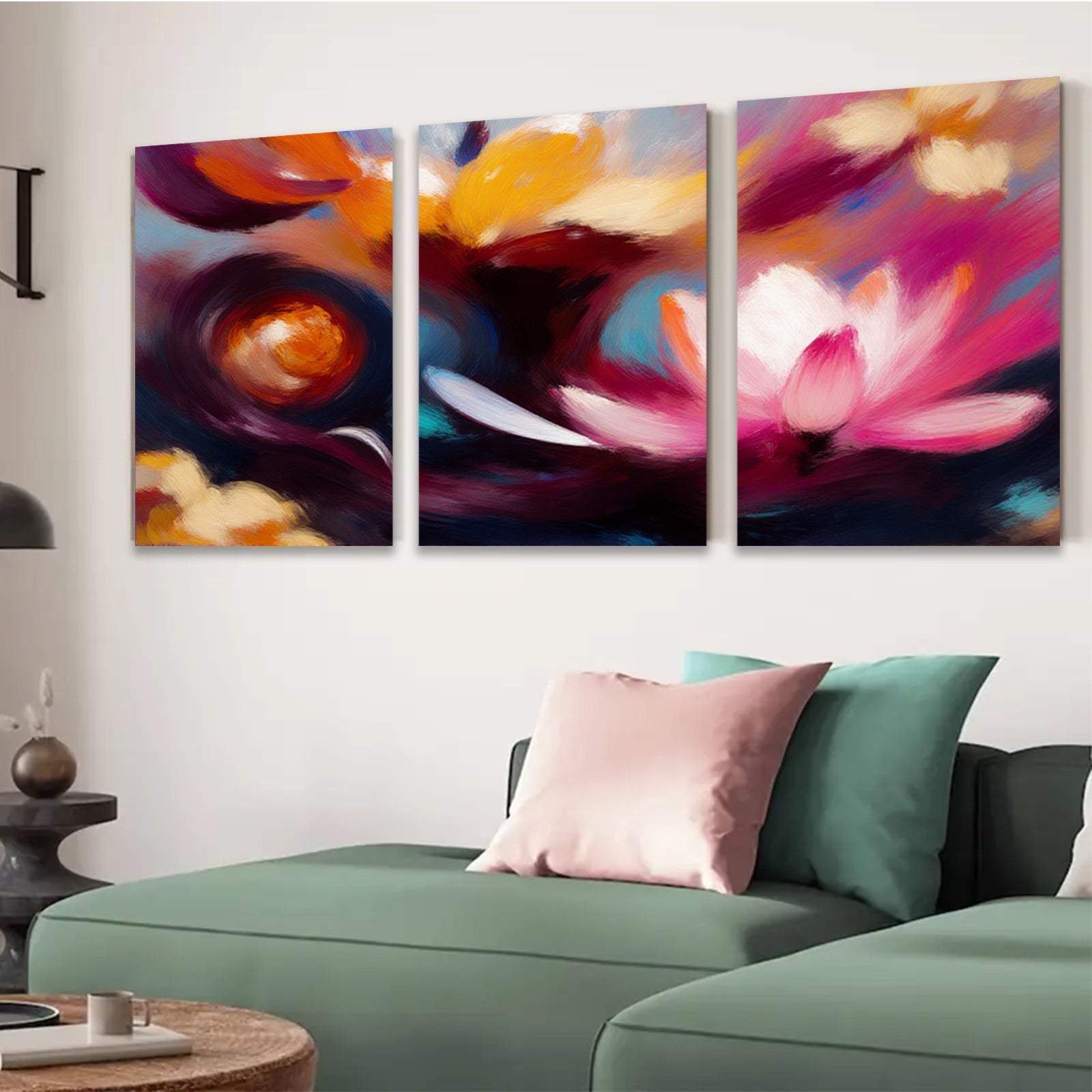 2D flat 1pc Blooming Floral Abstract Canvas Wall Art for Living Room Bedroom Home Decor Modern Farmhouse Style Gallery Wrapped Prints Ready to Hang
