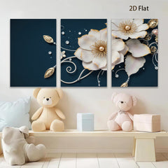 2D flat 1pc Blooming Floral Artwork Delicate White Blossoms Wall Decor Living Room Bedroom Modern Farmhouse Gallery Wrapped Canvas Prints Ready to Hang