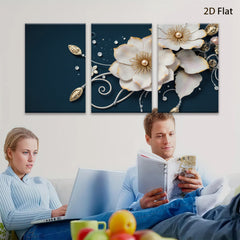 2D flat 1pc Blooming Floral Artwork Delicate White Blossoms Wall Decor Living Room Bedroom Modern Farmhouse Gallery Wrapped Canvas Prints Ready to Hang
