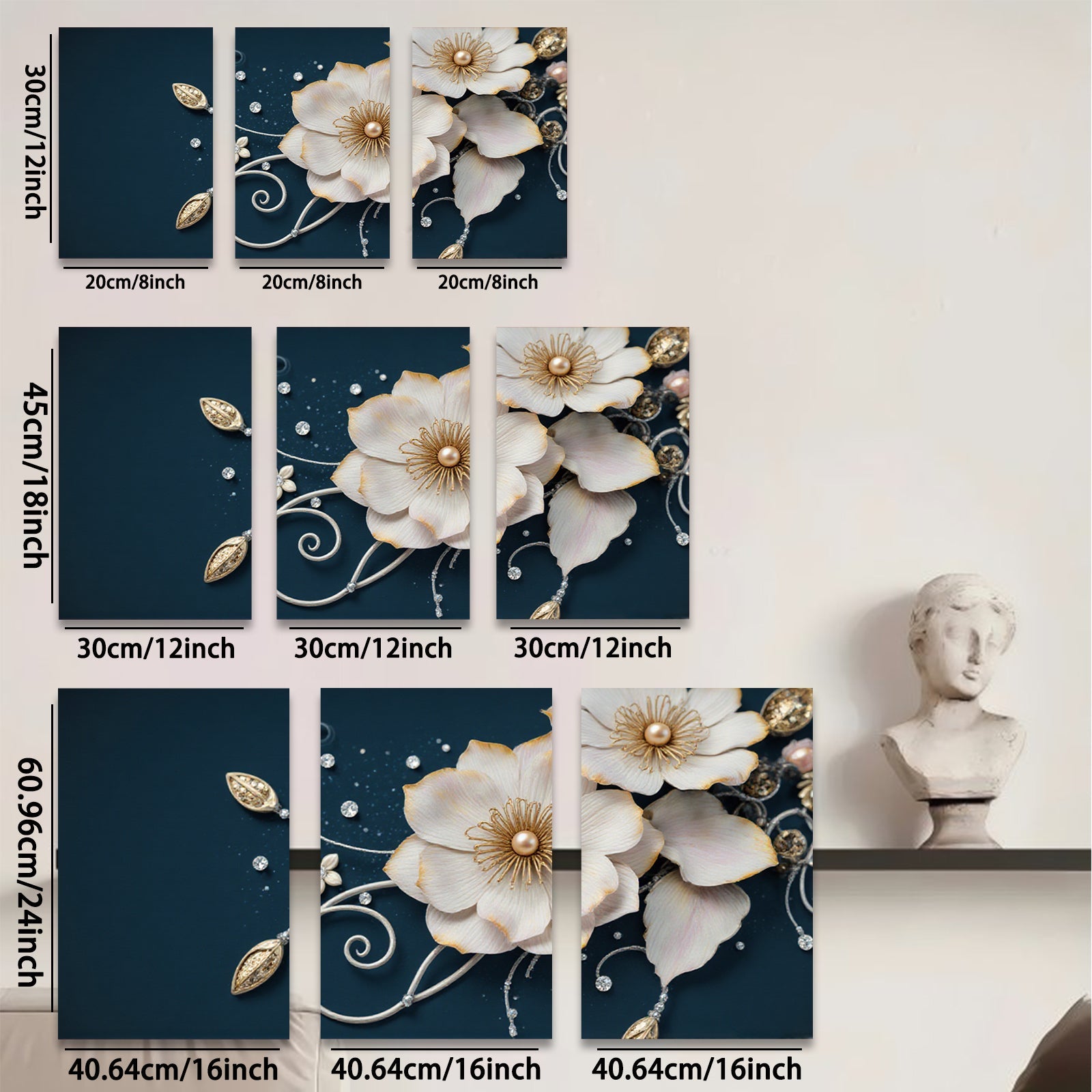 2D flat 1pc Blooming Floral Artwork Delicate White Blossoms Wall Decor Living Room Bedroom Modern Farmhouse Gallery Wrapped Canvas Prints Ready to Hang