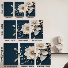 2D flat 1pc Blooming Floral Artwork Delicate White Blossoms Wall Decor Living Room Bedroom Modern Farmhouse Gallery Wrapped Canvas Prints Ready to Hang