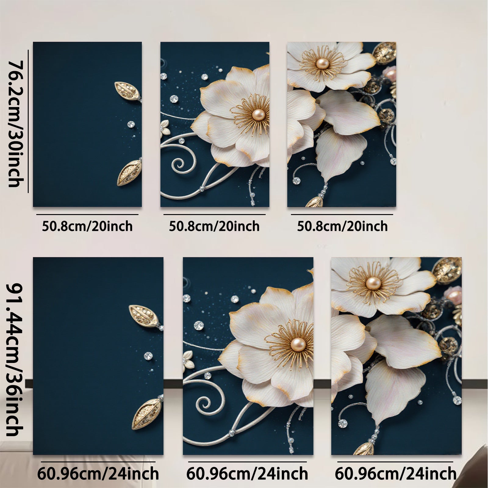 2D flat 1pc Blooming Floral Artwork Delicate White Blossoms Wall Decor Living Room Bedroom Modern Farmhouse Gallery Wrapped Canvas Prints Ready to Hang