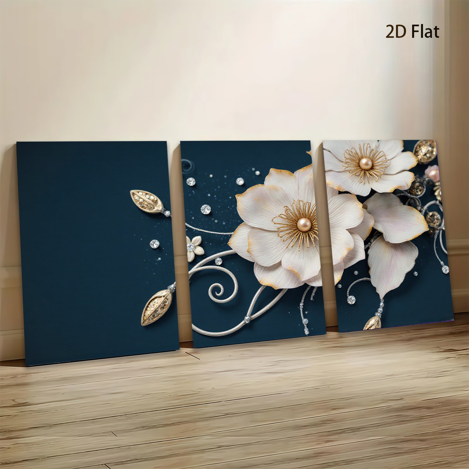 2D flat 1pc Blooming Floral Artwork Delicate White Blossoms Wall Decor Living Room Bedroom Modern Farmhouse Gallery Wrapped Canvas Prints Ready to Hang