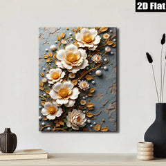 2D flat 1pc Blooming Floral Canvas Wall Art Decor for Living Room Bedroom Modern Farmhouse Aesthetic Gallery Wrapped Ready to Hang Stylish Home D��cor