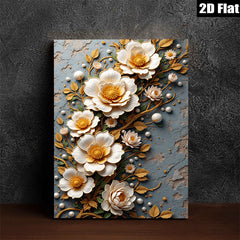 2D flat 1pc Blooming Floral Canvas Wall Art Decor for Living Room Bedroom Modern Farmhouse Aesthetic Gallery Wrapped Ready to Hang Stylish Home D��cor