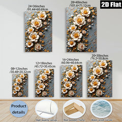 2D flat 1pc Blooming Floral Canvas Wall Art Decor for Living Room Bedroom Modern Farmhouse Aesthetic Gallery Wrapped Ready to Hang Stylish Home D��cor