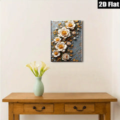 2D flat 1pc Blooming Floral Canvas Wall Art Decor for Living Room Bedroom Modern Farmhouse Aesthetic Gallery Wrapped Ready to Hang Stylish Home D��cor