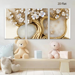 2D flat 1pc Blooming Floral Double Framed Wall Art Canvas Prints for Living Room Bedroom Home Decor Gallery Wrapped Modern Farmhouse Style