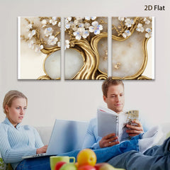 2D flat 1pc Blooming Floral Double Framed Wall Art Canvas Prints for Living Room Bedroom Home Decor Gallery Wrapped Modern Farmhouse Style