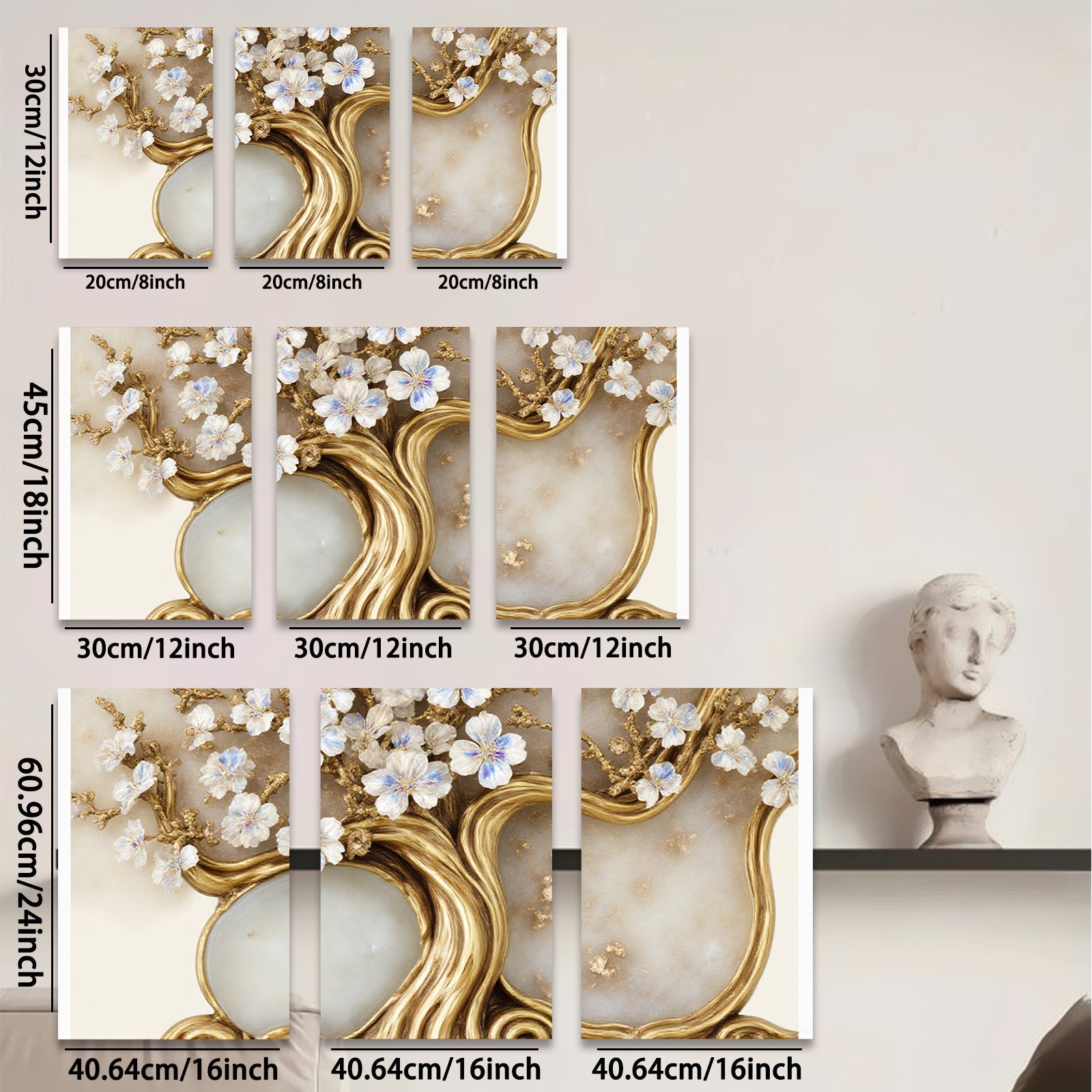2D flat 1pc Blooming Floral Double Framed Wall Art Canvas Prints for Living Room Bedroom Home Decor Gallery Wrapped Modern Farmhouse Style