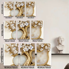2D flat 1pc Blooming Floral Double Framed Wall Art Canvas Prints for Living Room Bedroom Home Decor Gallery Wrapped Modern Farmhouse Style