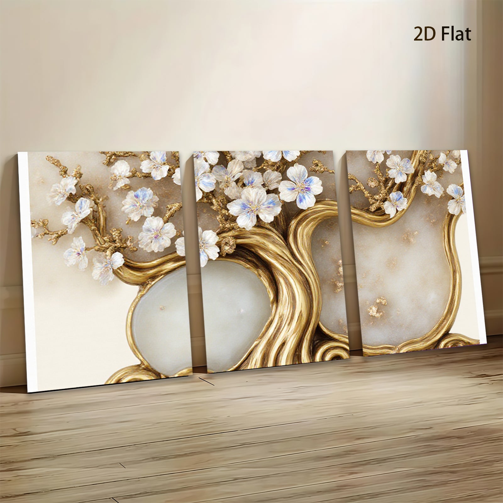 2D flat 1pc Blooming Floral Double Framed Wall Art Canvas Prints for Living Room Bedroom Home Decor Gallery Wrapped Modern Farmhouse Style